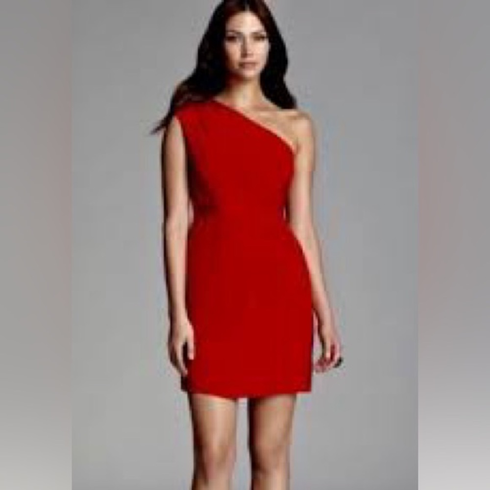 Elegant Shoshanna Gwyneth Red Silk One Shoulder Dress | Sz 8